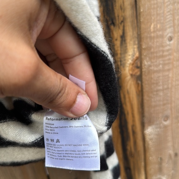 Reformation cashmere Black and Cream Striped Sweater - Picture 7 of 8